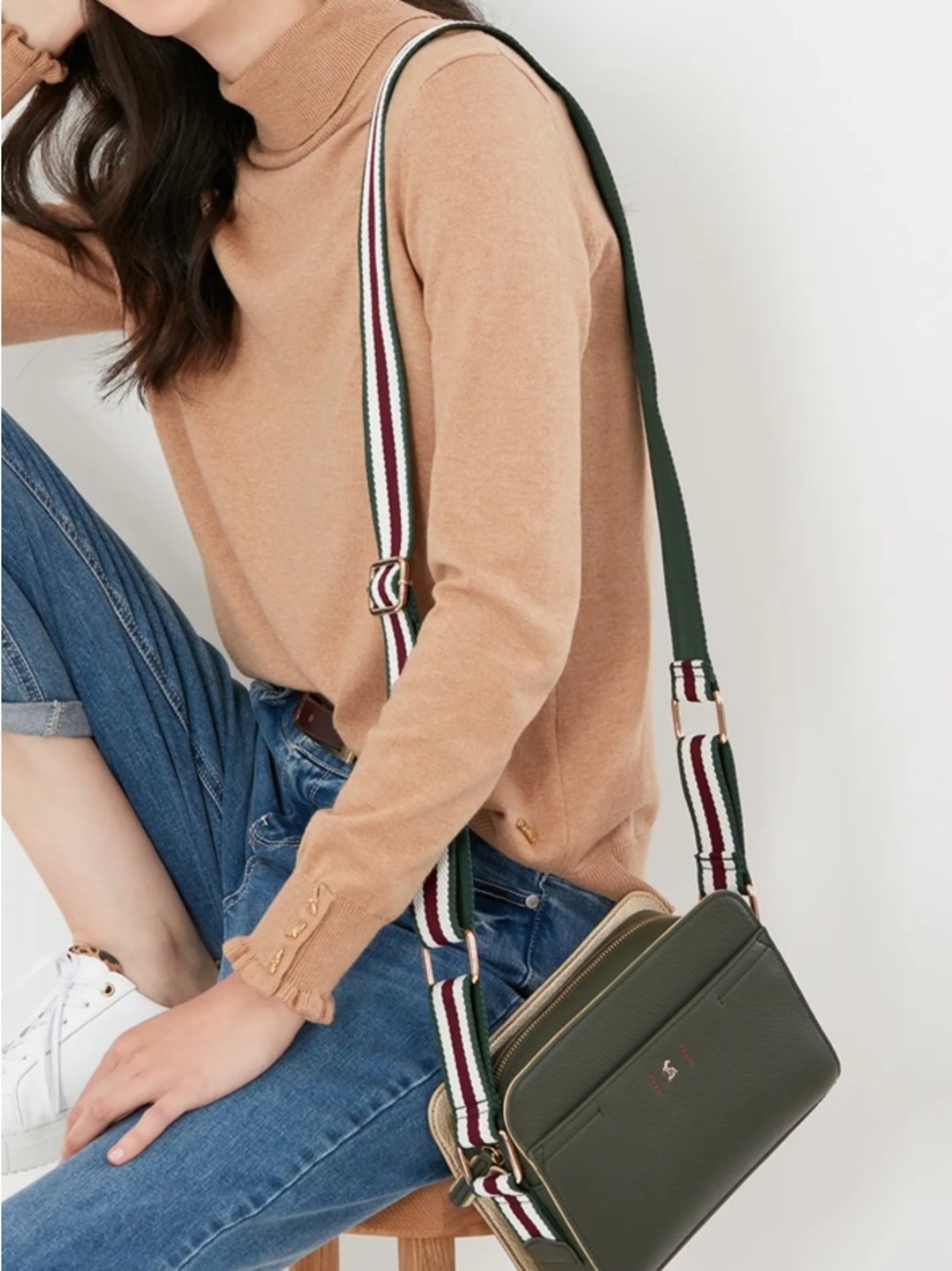 Joules Zia Vegan Leather Camera Bag - Khaki Green - Picture 3 of 16
